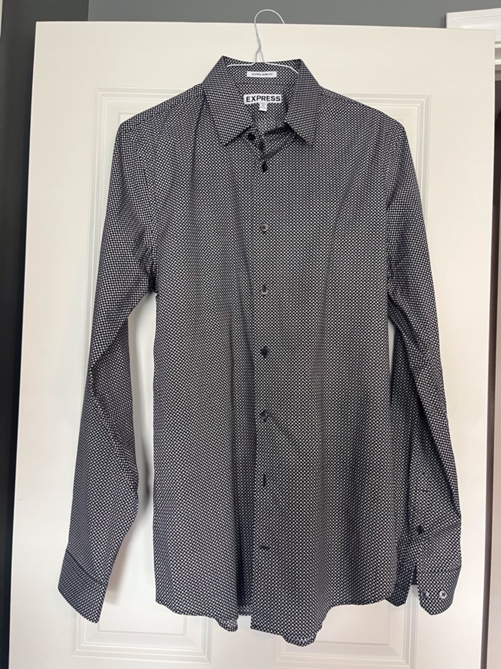 Express Men’s Black & White Microdot Dress Shirt